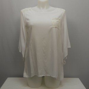 Orange Caramel Women's Top Lace Back Hi-Lo Hem White Plus Size 1XL  NWOT